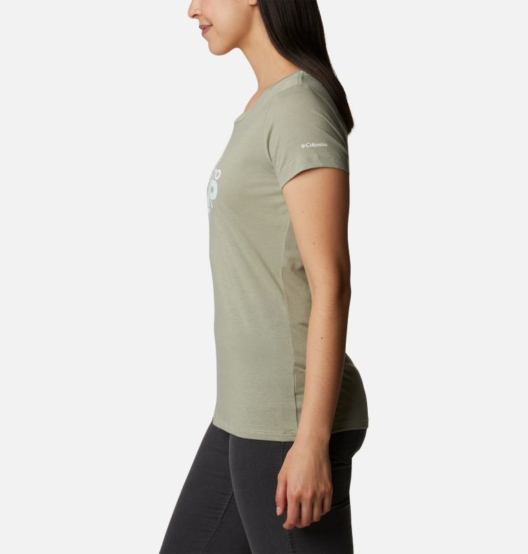Women's Daisy Days Graphic T-Shirt, Color: Safari Heather, Born To Camp, image 3