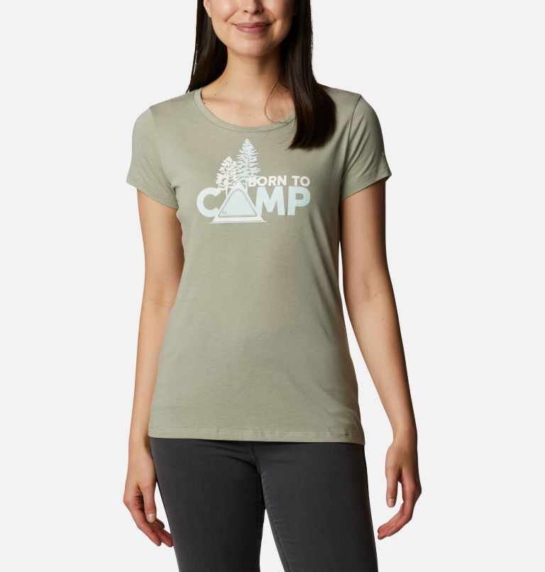 Women's Daisy Days Graphic T-Shirt, Color: Safari Heather, Born To Camp, image 1