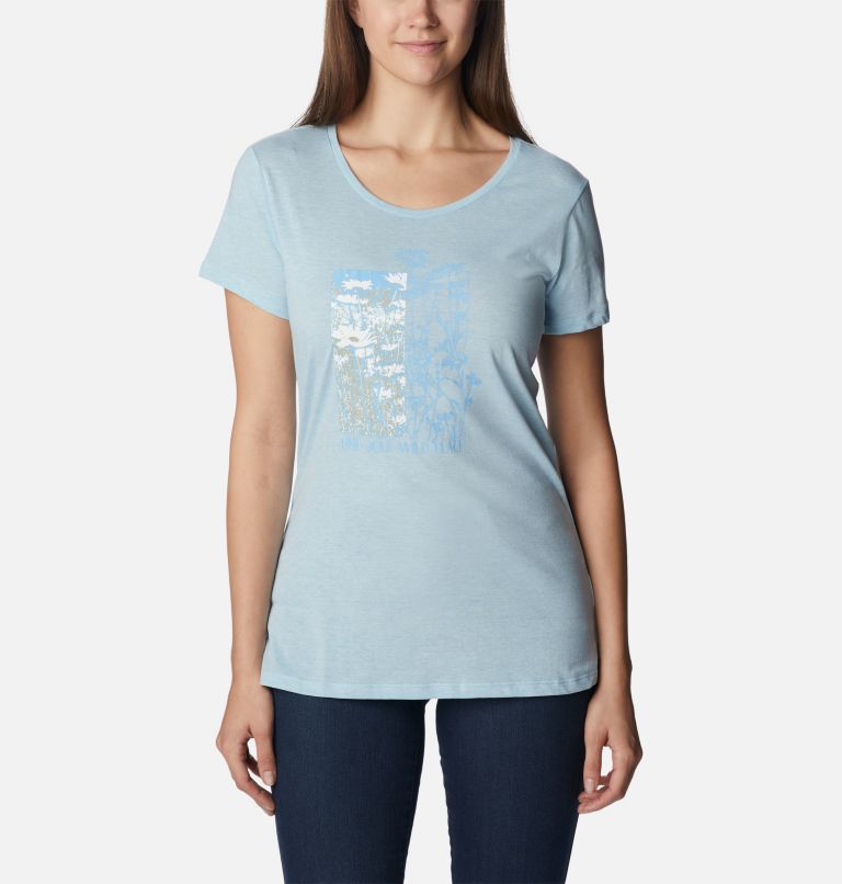 Thumbnail: Women's Daisy Days Graphic T-Shirt, Color: Spring Blue Hthr, Find your Wild Graphic, image 1