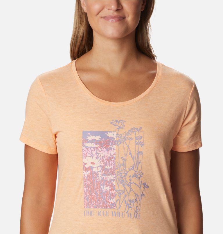 Thumbnail: Women's Daisy Days Graphic T-Shirt, Color: Peach Hthr, Find your Wild Graphic, image 4