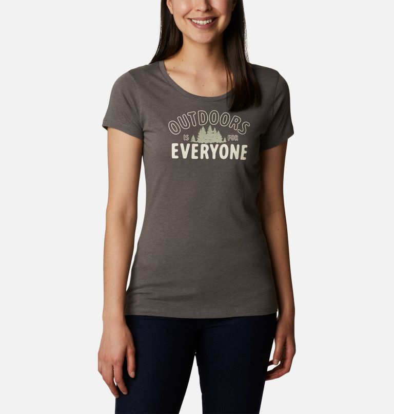 Camiseta estampada Daisy Days para mujer, Color: Charcoal Heather, Seek Outdoors