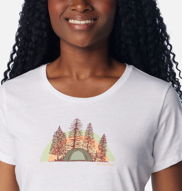 Women's Daisy Days Graphic T-Shirt, Color: White, Happier Outdoors, image 4