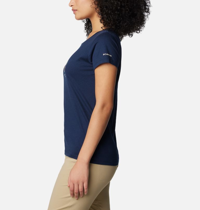 Women's Daisy Days Graphic T-Shirt, Color: Collegiate Navy, Foxy Omblur, image 3