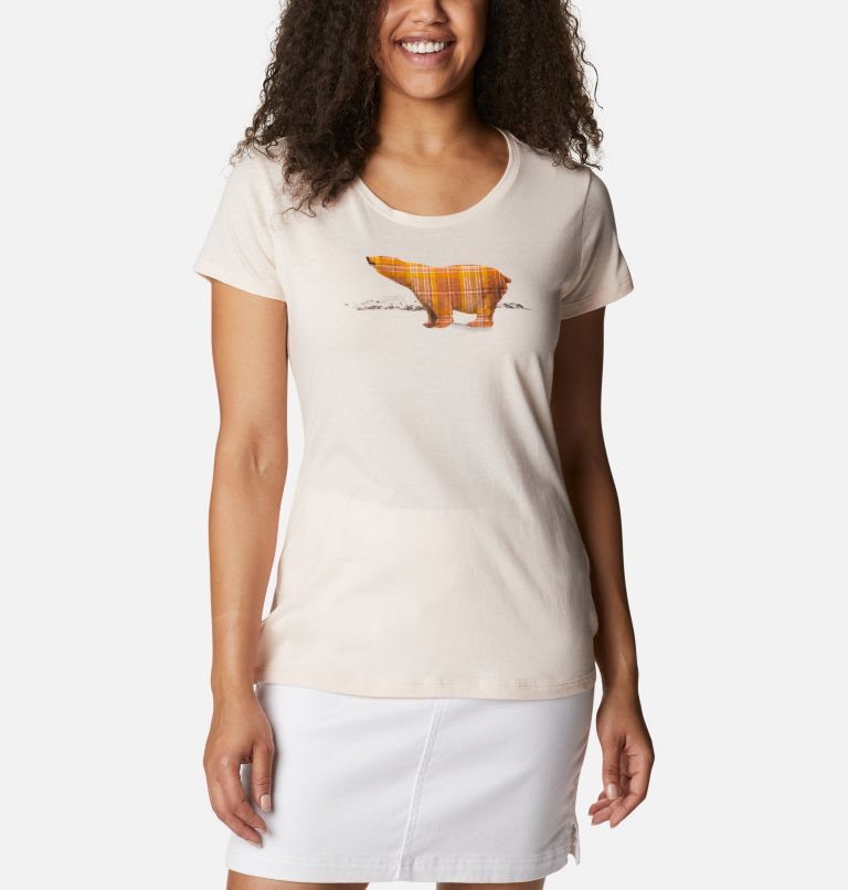 Daisy Days SS Graphic Tee | 886 | XL, Color: Peach Quartz, Bear Graphic, image 1