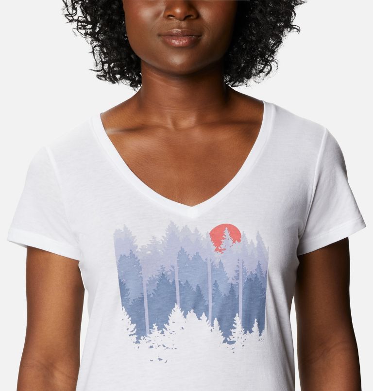 Women's Daisy Days V-Neck Graphic T-Shirt, Color: White, Shifting Shadows, image 4