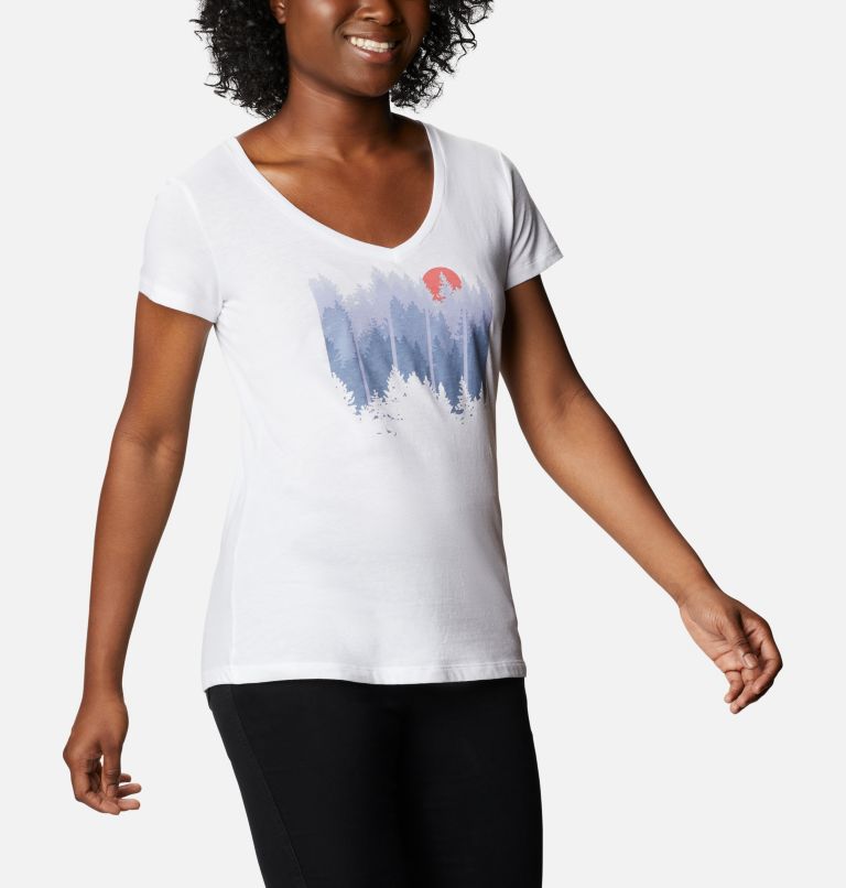 Women's Daisy Days V-Neck Graphic T-Shirt, Color: White, Shifting Shadows, image 5