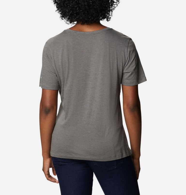 Camiseta casual estampada Bluebird Day para mujer, Color: Charcoal Heather, Striped Hills, image 2