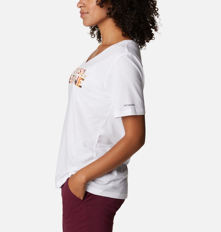 T-shirt col V décontracté Bluebird Day Femme, Color: White, Be Outdoors