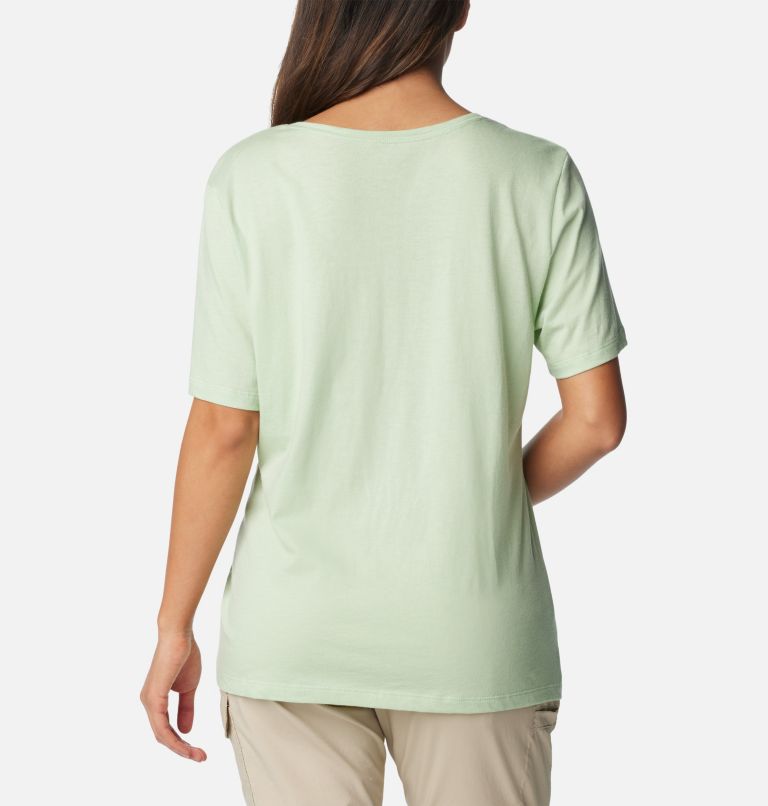Women’s Bluebird Day Casual Graphic T-Shirt, Color: Sage Leaf Heather, Flower Power, image 2
