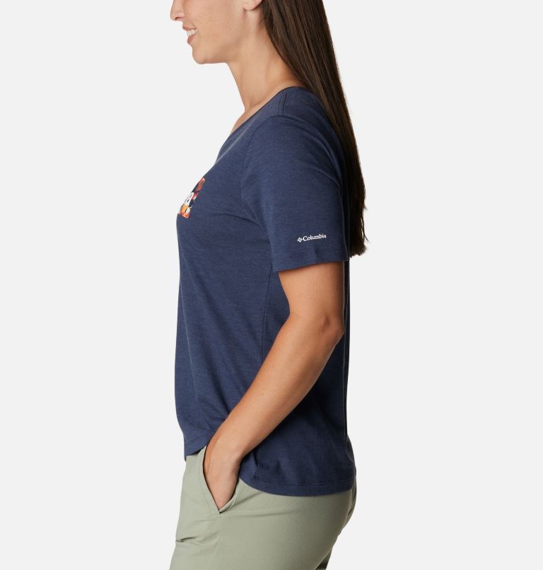 Thumbnail: Bluebird Day Relaxed V Neck | 469 | M, Color: Nocturnal Heather, Typhoon Blooms Framed, image 3
