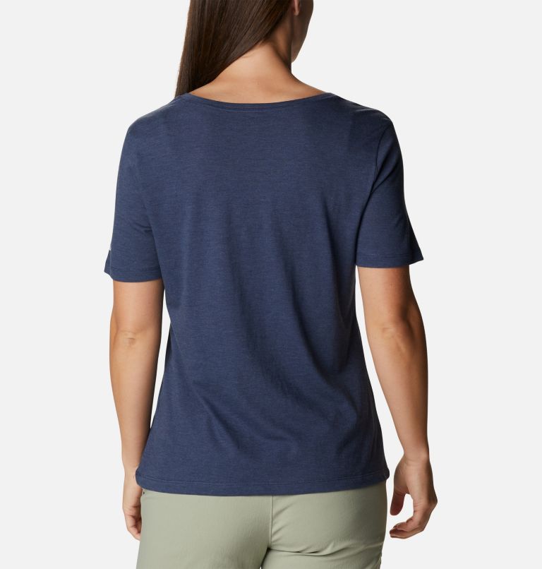 Camiseta casual estampada Bluebird Day para mujer, Color: Nocturnal Heather, Typhoon Blooms Framed, image 2