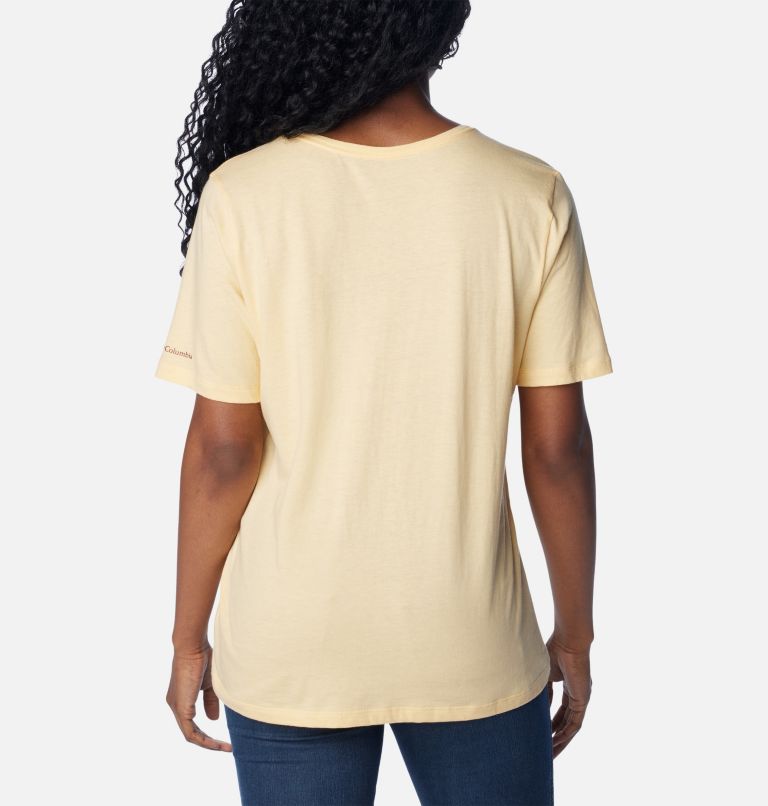 Women’s Bluebird Day Casual Graphic T-Shirt, Color: Sunkissed Heather, Flower Power, image 2