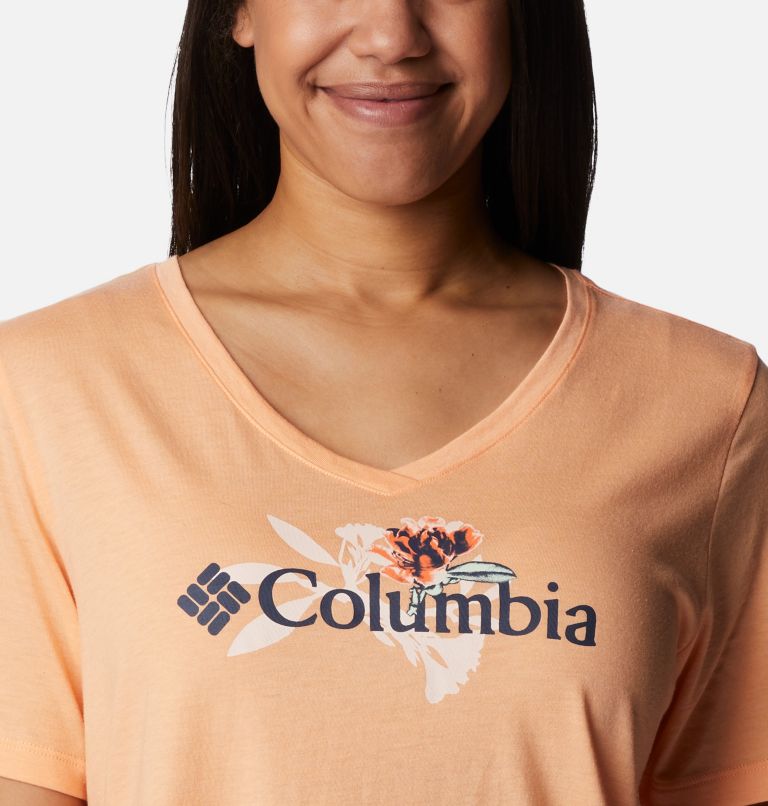 Camiseta casual estampada Bluebird Day para mujer, Color: Peach Hthr, Jubilant Flower Graphic, image 4