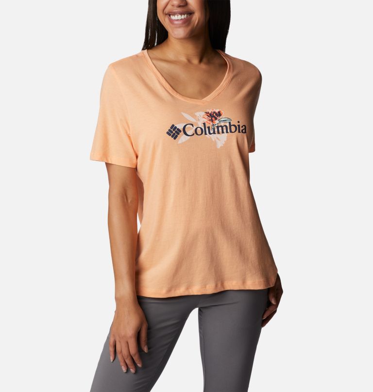 T-shirt Graphique Casual Bluebird Day Femme, Color: Peach Hthr, Jubilant Flower Graphic, image 5