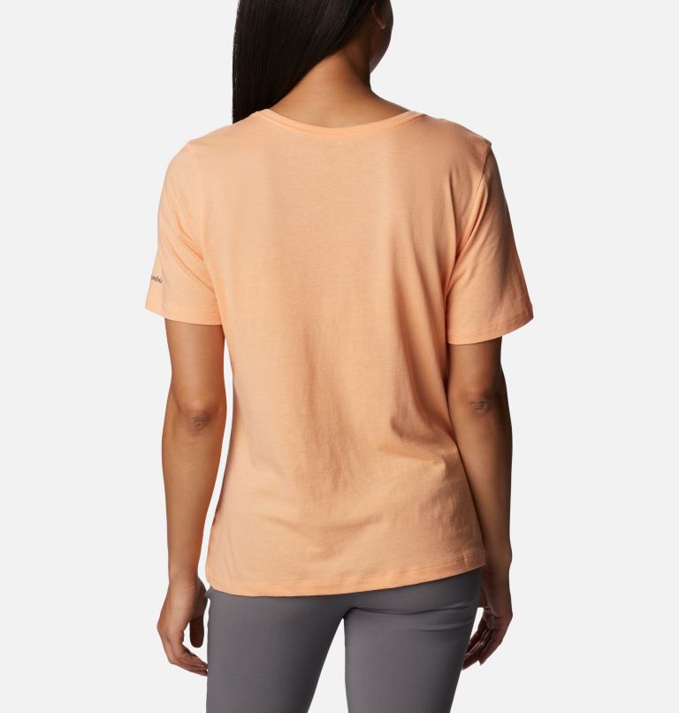 Camiseta casual estampada Bluebird Day para mujer, Color: Peach Hthr, Jubilant Flower Graphic, image 2