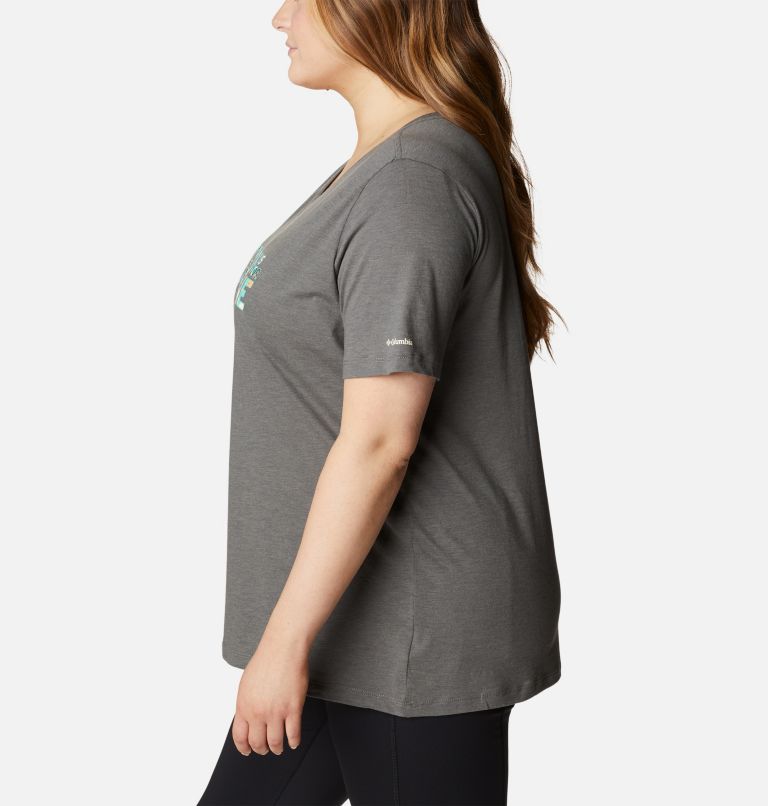 Bluebird Day Relaxed V Neck | 032 | 3X, Color: Charcoal Heather, Be Outdoors, image 3