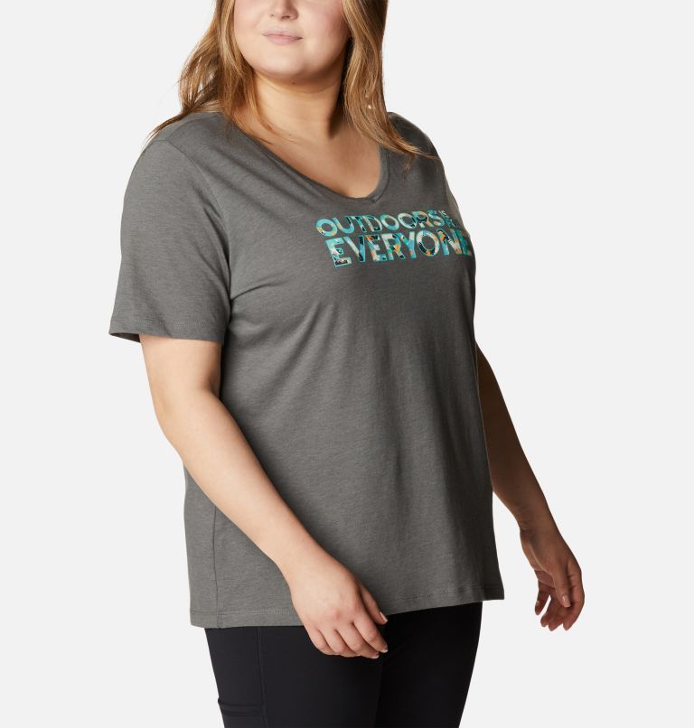 Thumbnail: Bluebird Day Relaxed V Neck | 032 | 3X, Color: Charcoal Heather, Be Outdoors, image 5