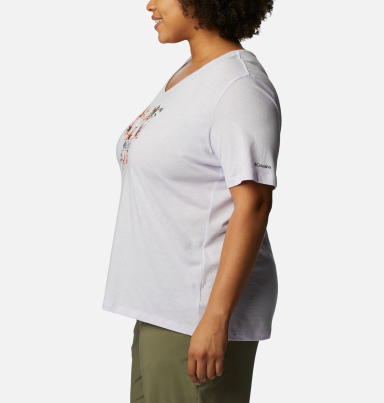 T-shirt col V décontracté Bluebird Day Femme - Grandes tailles, Color: Purple Tint Hthr, Jubilant Escape Grx, image 3