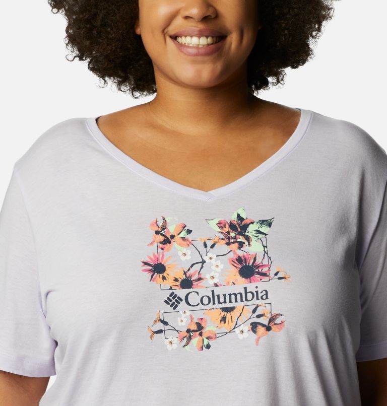 T-shirt col V décontracté Bluebird Day Femme - Grandes tailles, Color: Purple Tint Hthr, Jubilant Escape Grx, image 4