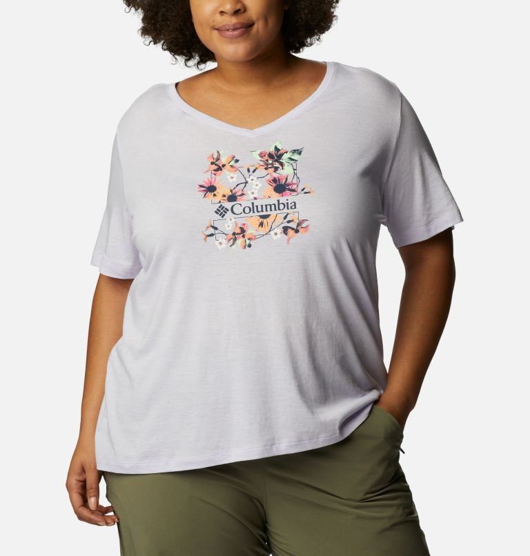 T-shirt col V décontracté Bluebird Day Femme - Grandes tailles, Color: Purple Tint Hthr, Jubilant Escape Grx, image 5