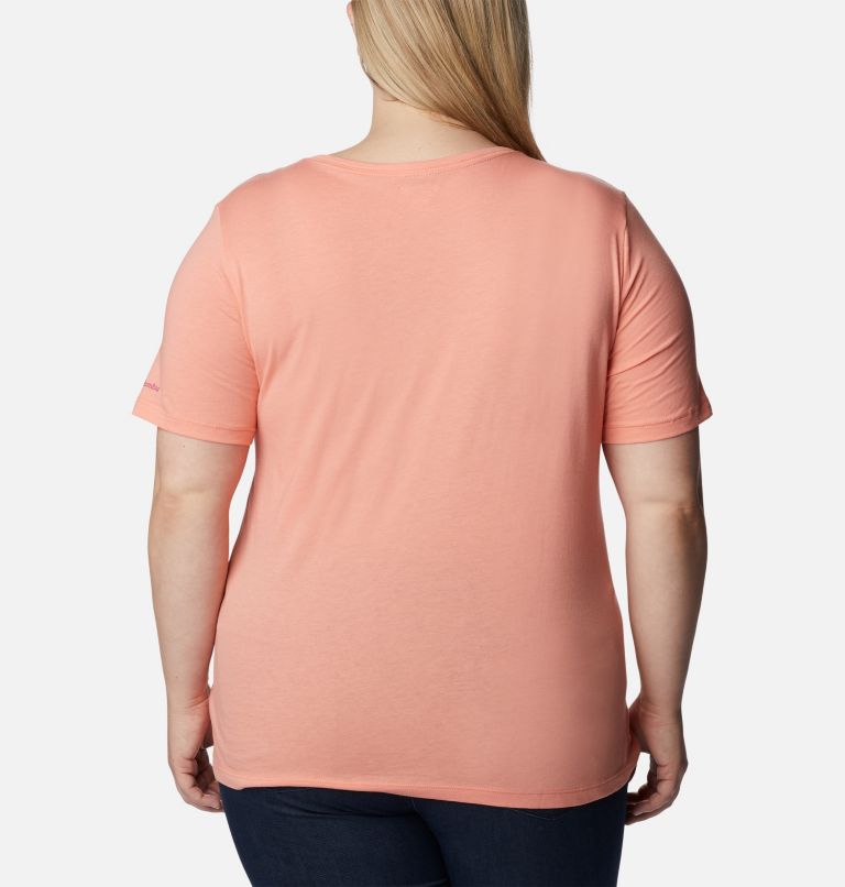 Women's Bluebird Day Relaxed V- Neck Shirt - Plus Size, Color: Coral Reef Heather, Lakeshore Flora, image 2