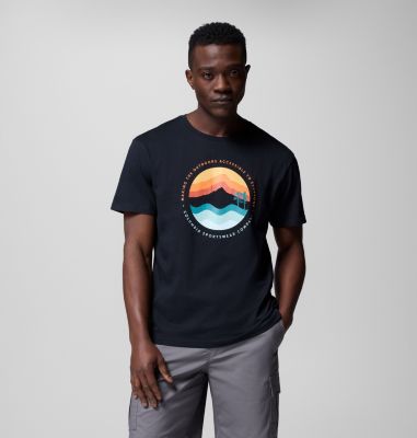 Men's Path Lake II Graphic T-Shirt, Color: Black, Circular Linescape, image 5