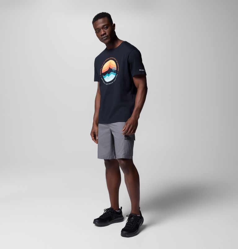 Camiseta estampada Path Lake II para hombre, Color: Black, Circular Linescape, image 2