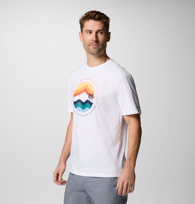 T-shirt grafica Path Lake II da uomo, Color: White, Circular Linescape, image 4
