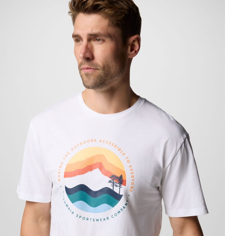 T-shirt grafica Path Lake II da uomo, Color: White, Circular Linescape, image 5
