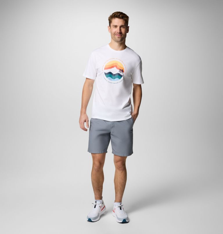T-shirt grafica Path Lake II da uomo, Color: White, Circular Linescape, image 2
