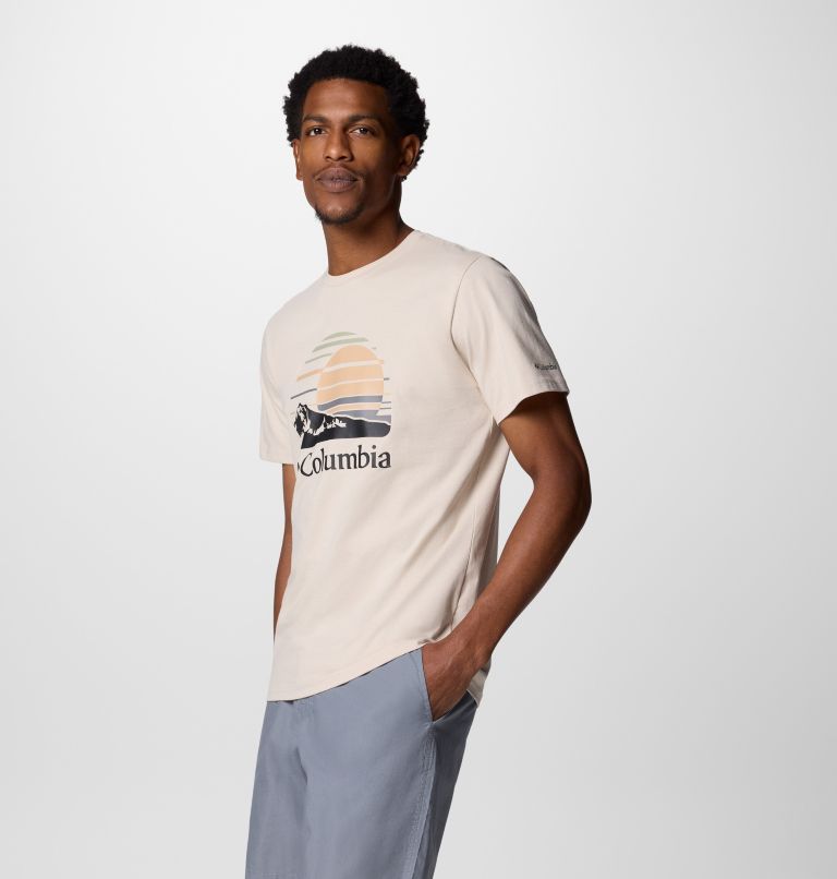 T-shirt grafica Path Lake II da uomo, Color: Dark Stone, Peaceful Perspective, image 3