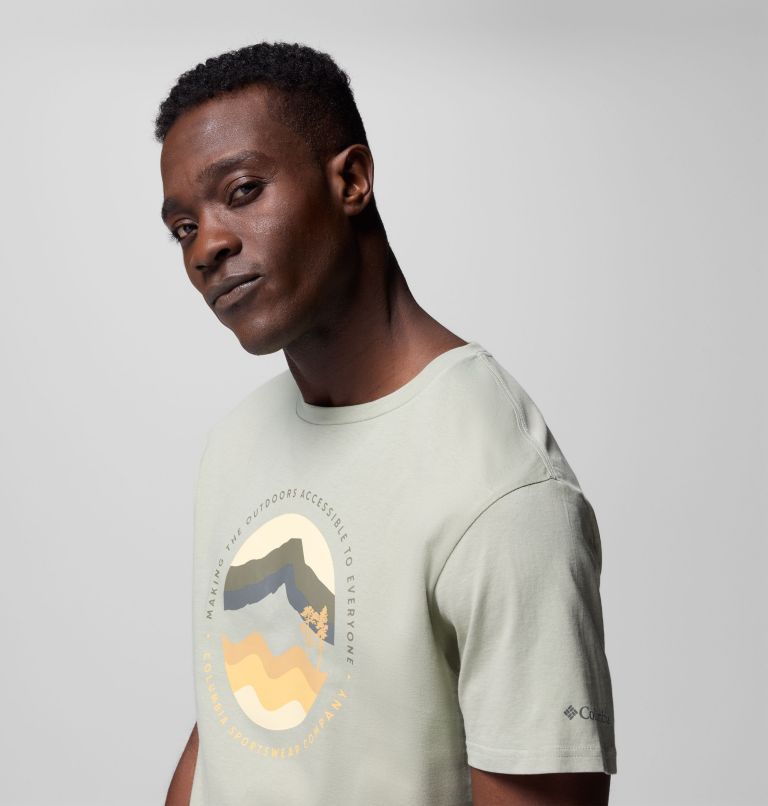 Men's Path Lake II Graphic T-Shirt, Color: Safari, Circular Linescape, image 5