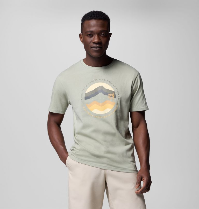 Men's Path Lake II Graphic T-Shirt, Color: Safari, Circular Linescape, image 1