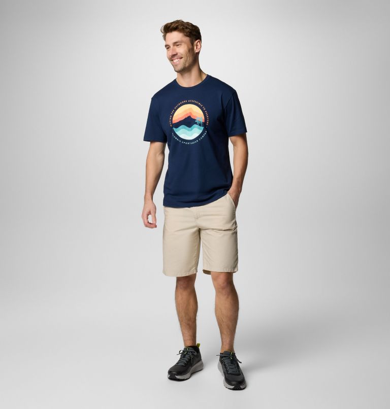 Men's Path Lake II Graphic T-Shirt, Color: Collegiate Navy, Circular Linescape, image 2