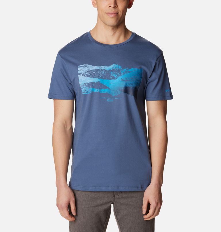 Men's Path Lake II Graphic T-Shirt, Color: Dk Mountain, Vista Gradient Graphic, image 1