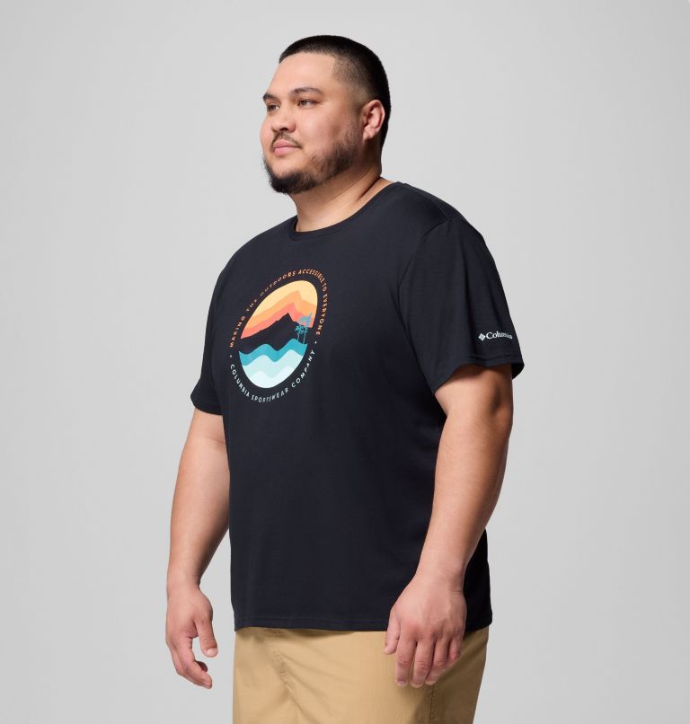 Camiseta con estampado Path Lake II para hombre - Talla grande, Color: Black, Circular Linescape, image 4
