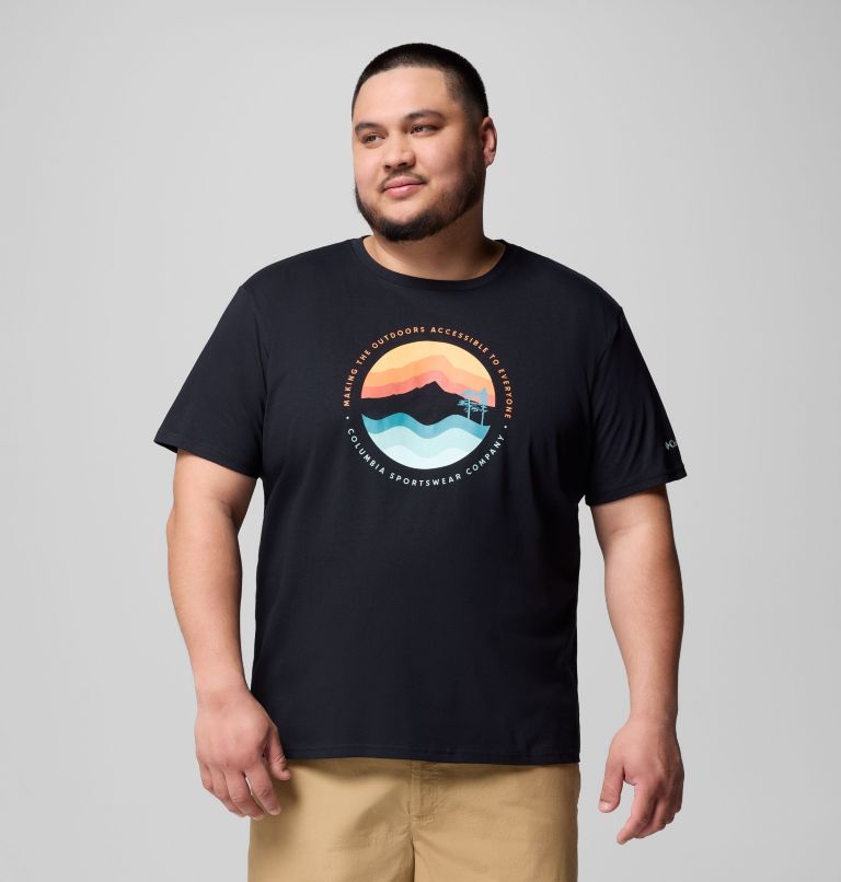 Camiseta con estampado Path Lake II para hombre - Talla grande, Color: Black, Circular Linescape, image 1