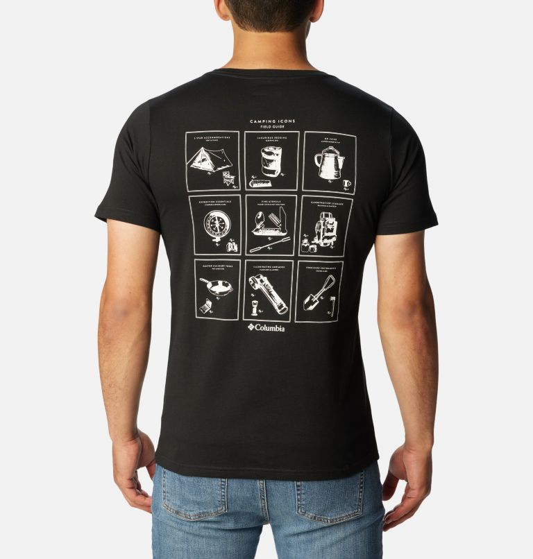 Men's Rapid Ridge II Organic Cotton T-Shirt, Color: Black, Campsite Icons Graphic, image 2