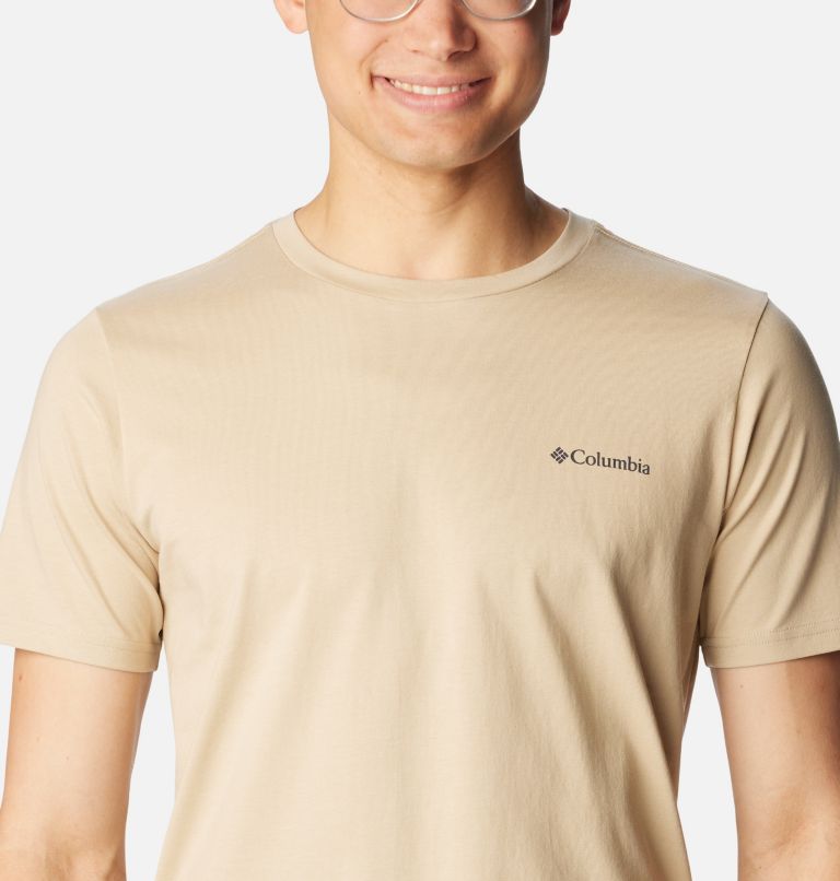 Camiseta de algodón orgánico Rapid Ridge II para hombre, Color: Ancient Fossil, Tonal Treescape Graphic, image 4