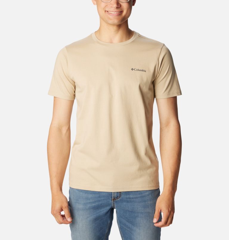 Thumbnail: Camiseta de algodón orgánico Rapid Ridge II para hombre, Color: Ancient Fossil, Tonal Treescape Graphic, image 1