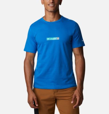 Camiseta de algod&oacute;n org&aacute;nico Rapid Ridge&trade; II para hombre Rapid Ridge&trade; Back Graphic Tee II | 248 | M, Bright Indigo Triple Peak, front