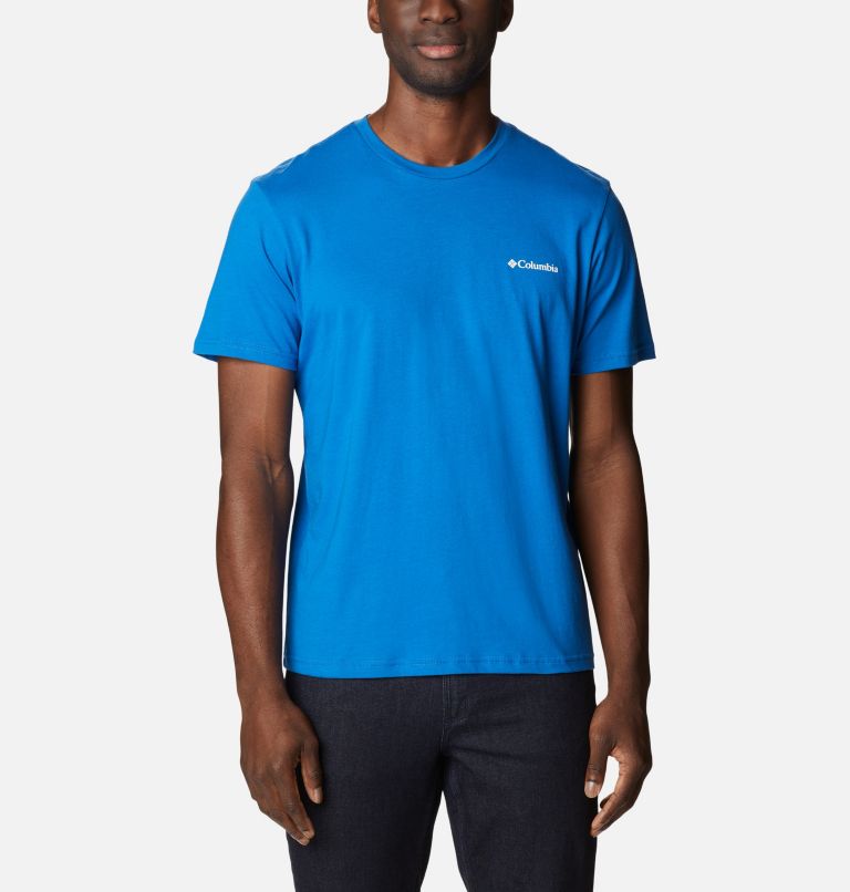 Men's Rapid Ridge II Organic Cotton T-Shirt, Color: Bright Indigo, Circular Heritage Graphic, image 1