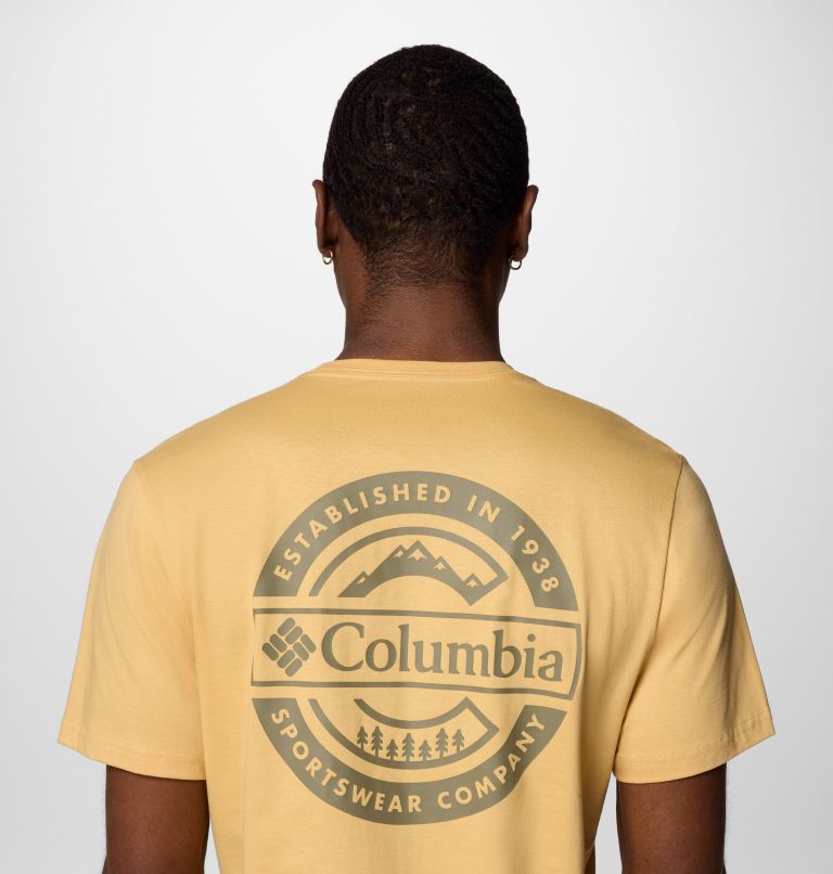 Men's Rapid Ridge II Organic Cotton T-Shirt, Color: Sand Dune, Button Badge, image 5