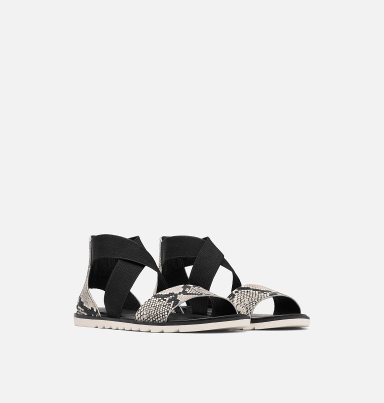Women's Ella II Flat Sandal, Color: Snake, Black, image 2