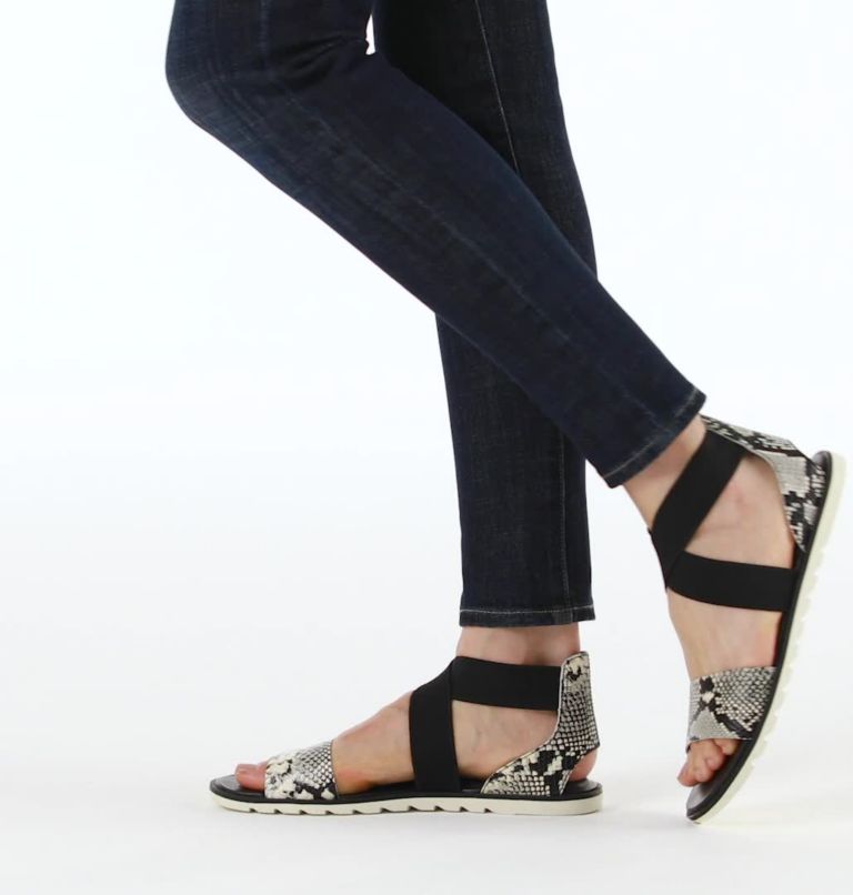 Thumbnail: Women's Ella II Flat Sandal, Color: Snake, Black, image 2