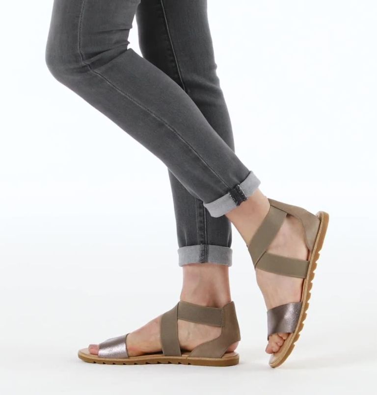 Women's Ella II Flat Sandal, Color: Ash Brown