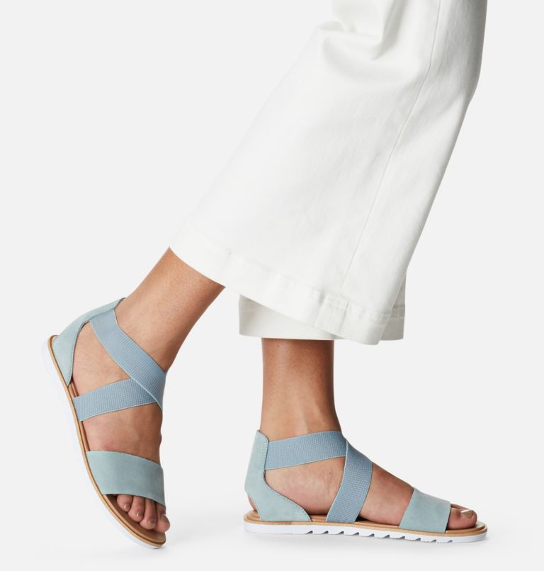 Women's Ella II Flat Sandal, Color: Crushed Blue, Cinder Grey
