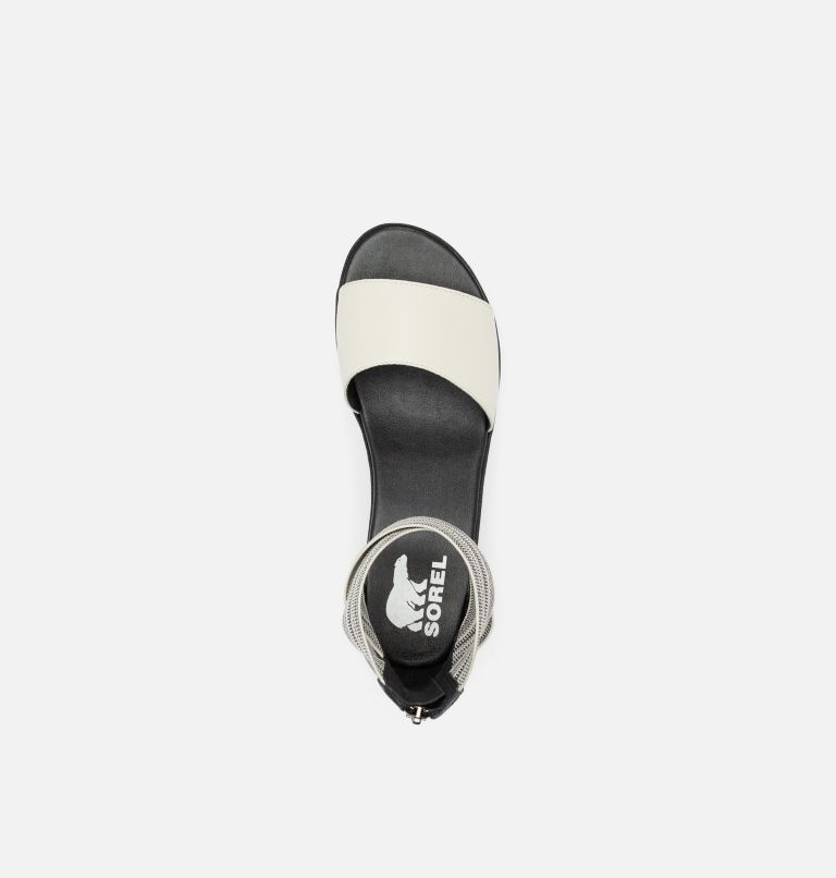 Sandale plate compensée à brides à nouer sur la cheville Cameron pour les femmes, Color: Black, Gore, image 5