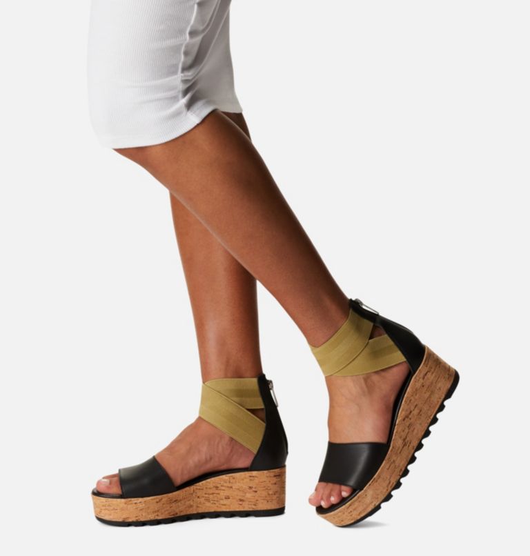 Women's Cameron Flatform Ankle Strap Wedge Sandal, Color: Black, Olive Shade, image 8