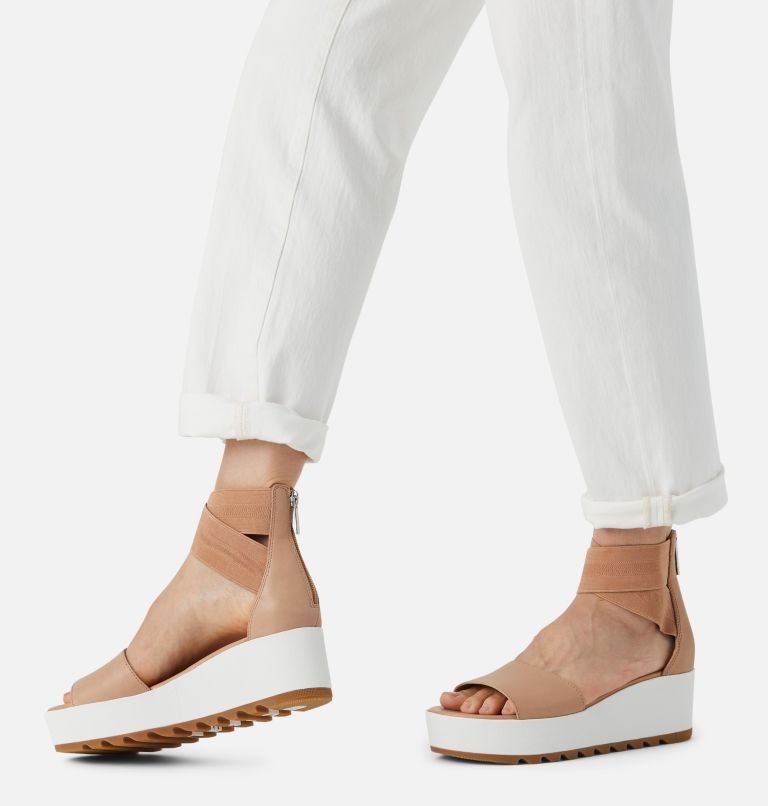 Thumbnail: Women's Cameron Flatform Ankle Strap Wedge Sandal, Color: Honest Beige, image 7